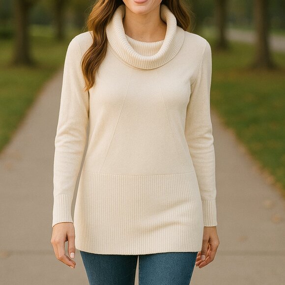 Peck&Peck White Sweater size L soft cowl neck - Picture 1 of 4